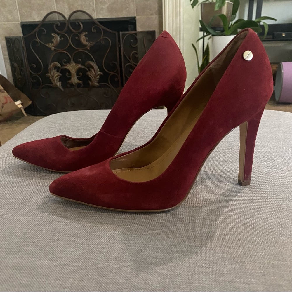 Calvin Klein red suede pumps
